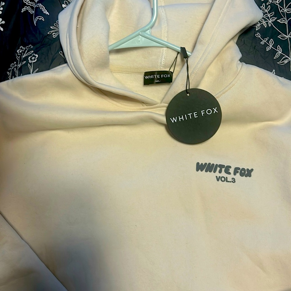 NWT White Fox cream hoodie